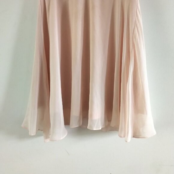Cute Y2K Midi/ Mini Dress Lace & Chiffon Champagne Peach A-line Dress Barbiecore - Picture 7 of 16